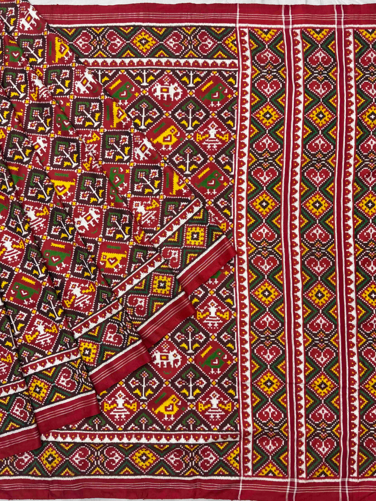 Maroon Narikunj Traditional Patan Patola