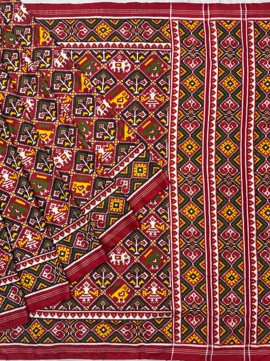 Maroon Narikunj Traditional Patan Patola