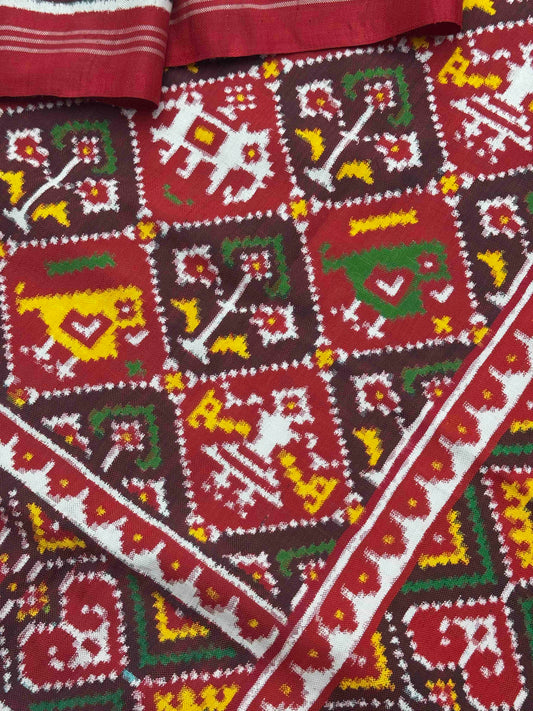 Maroon Narikunj Traditional Patan Patola