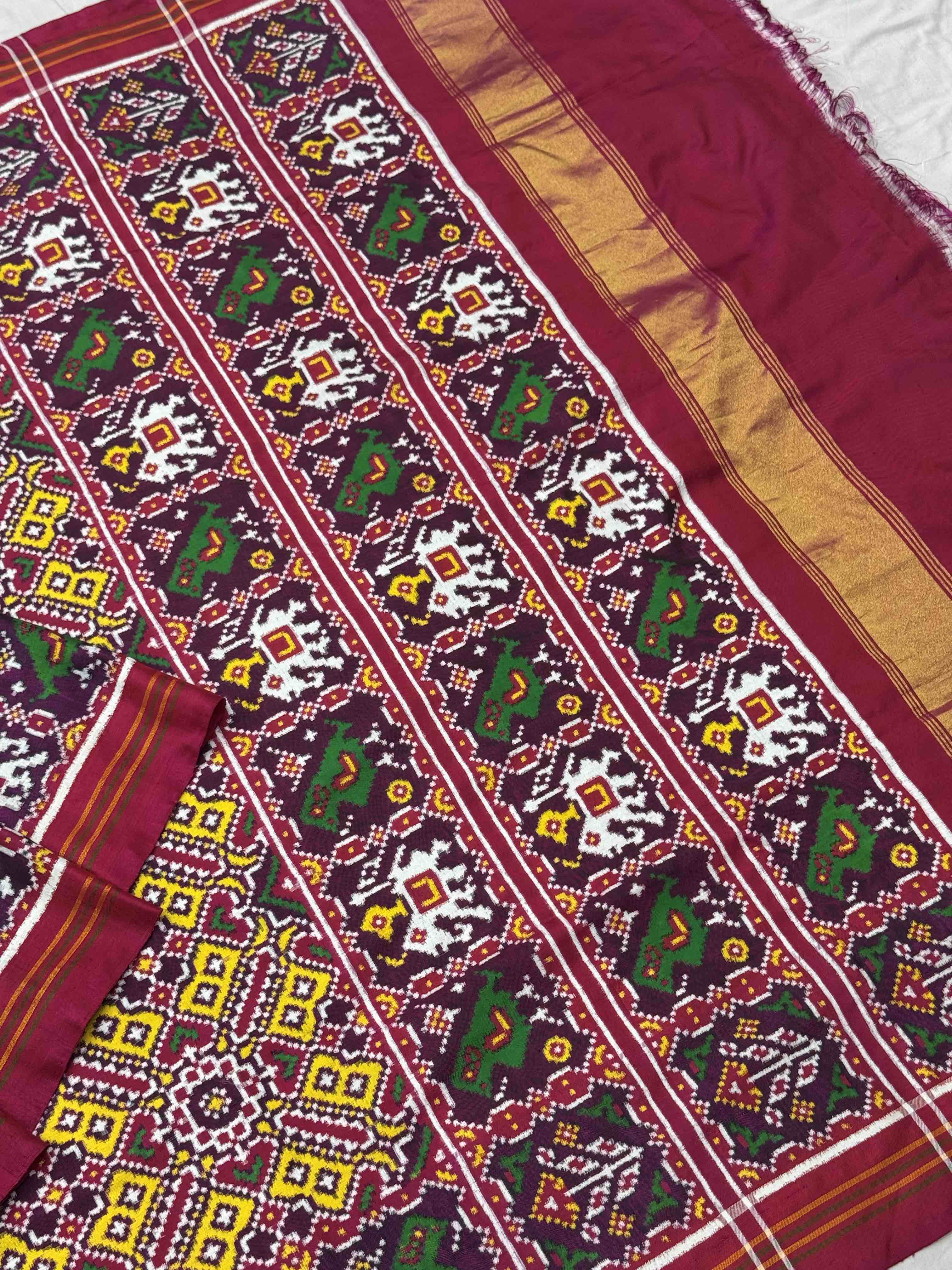 Pink & lemon Yellow Manekchowk Narikunj Patan Patola