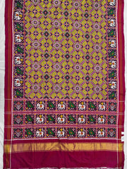 Pink & lemon Yellow Manekchowk Narikunj Patan Patola