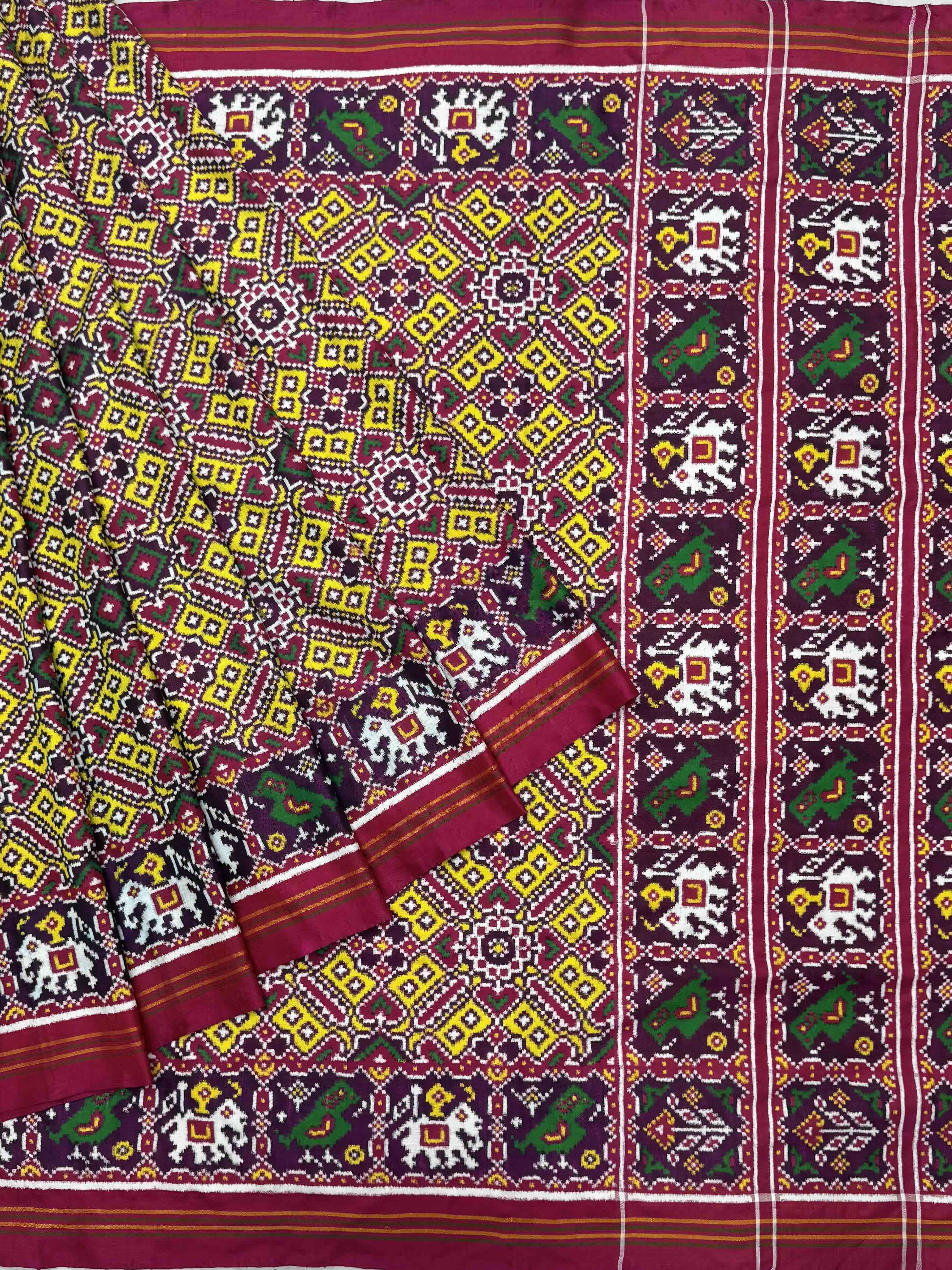 Pink & lemon Yellow Manekchowk Narikunj Patan Patola