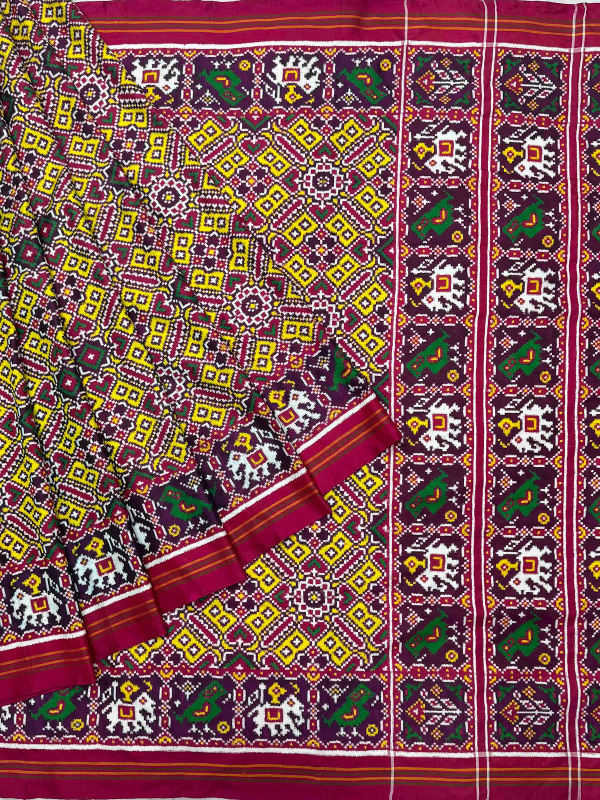 Pink & lemon Yellow Manekchowk Narikunj Patan Patola