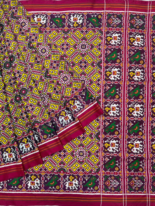 Pink & lemon Yellow Manekchowk Narikunj Patan Patola