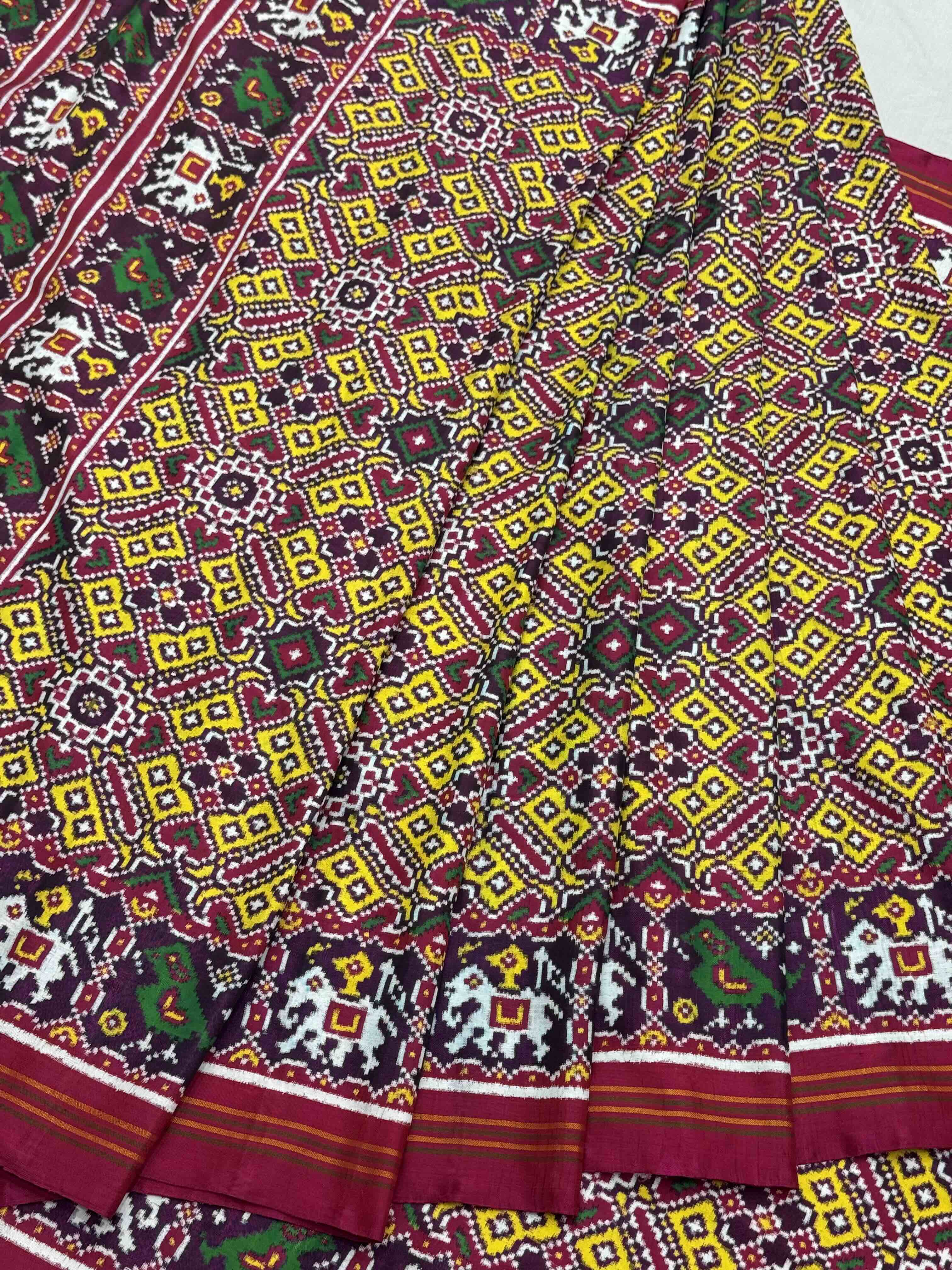 Pink & lemon Yellow Manekchowk Narikunj Patan Patola