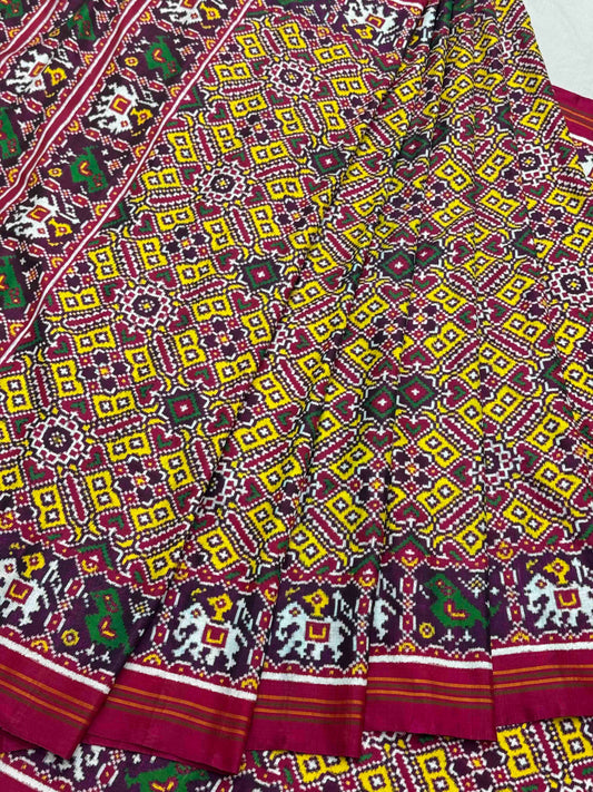 Pink & lemon Yellow Manekchowk Narikunj Patan Patola