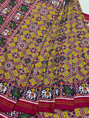 Pink & lemon Yellow Manekchowk Narikunj Patan Patola