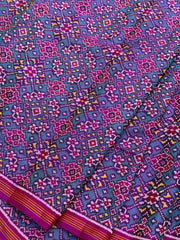Teal with magenta pink navratan single ikat Patola