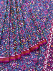 Teal with magenta pink navratan single ikat Patola