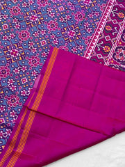 Teal with magenta pink navratan single ikat Patola