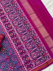 Teal with magenta pink navratan single ikat Patola