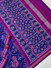 Royal Blue & magenta multi figure Patola saree