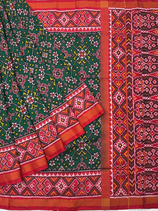Red & Green Navaratan Patola saree
