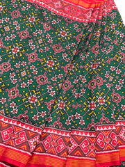 Red & Green Navaratan Patola saree
