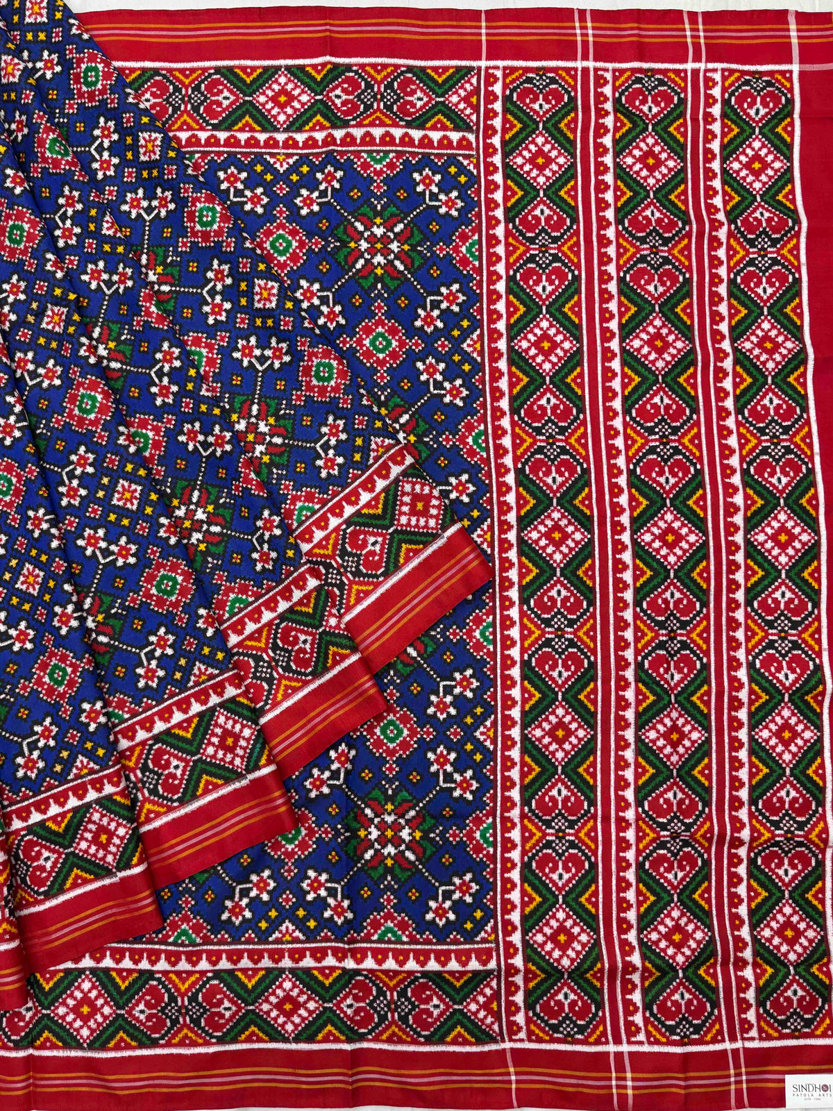 Red & Blue navratan Patan Patola Saree