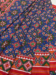 Red & Blue navratan Patan Patola Saree