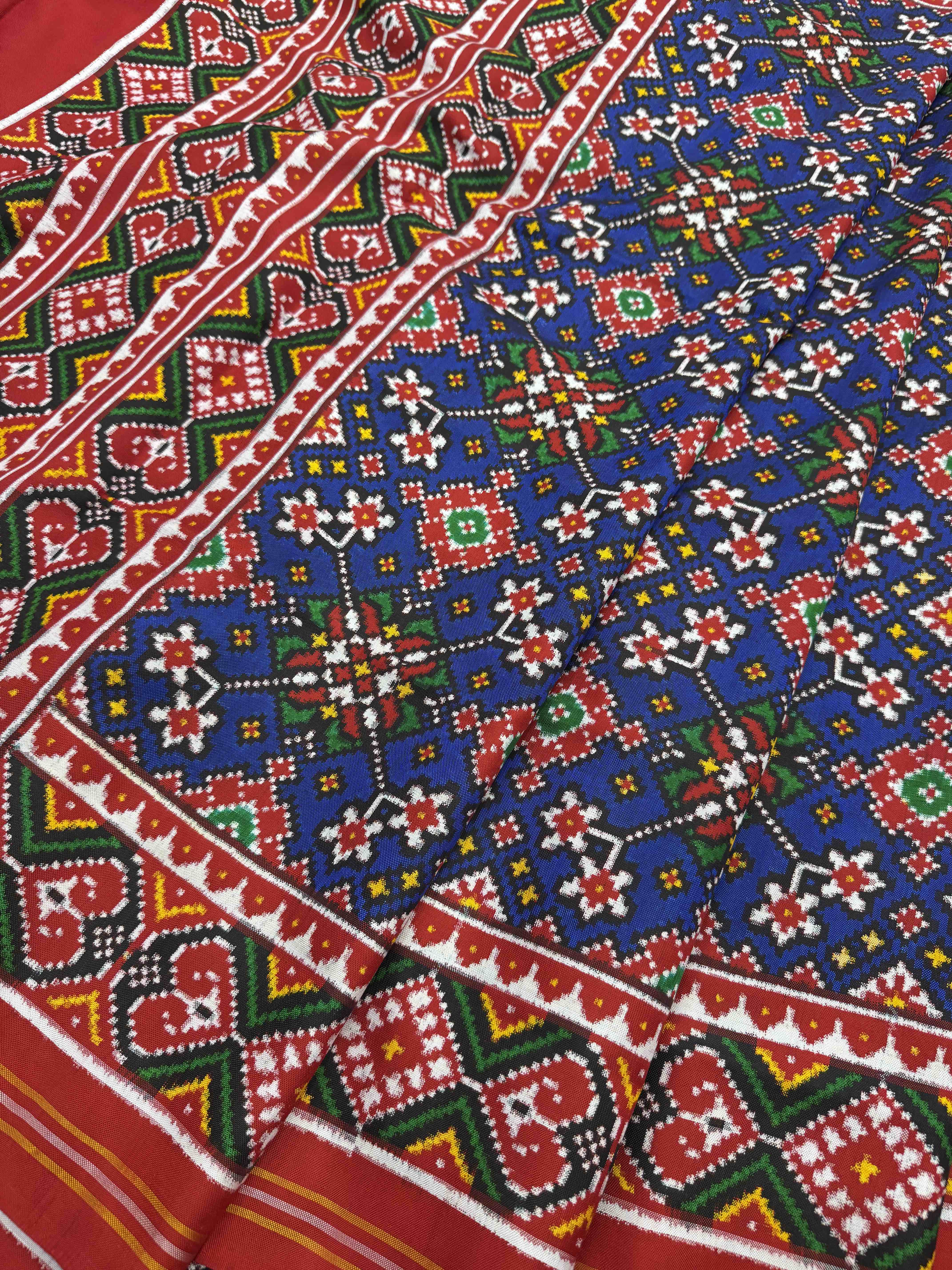 Red & Blue navratan Patan Patola Saree