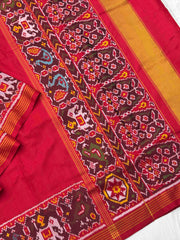 Plain Red single ikat Patola narikunj border