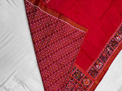 Plain Red single ikat Patola narikunj border