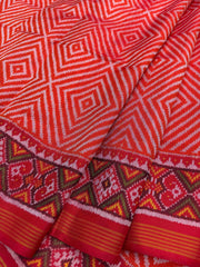 Red & orange square zigzag Patola