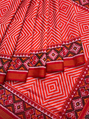 Red & orange square zigzag Patola