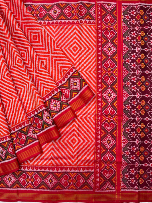Red & orange square zigzag Patola