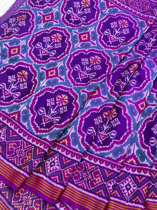 Purple magenta flower Single Ikat Patola