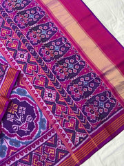 Purple magenta flower Single Ikat Patola