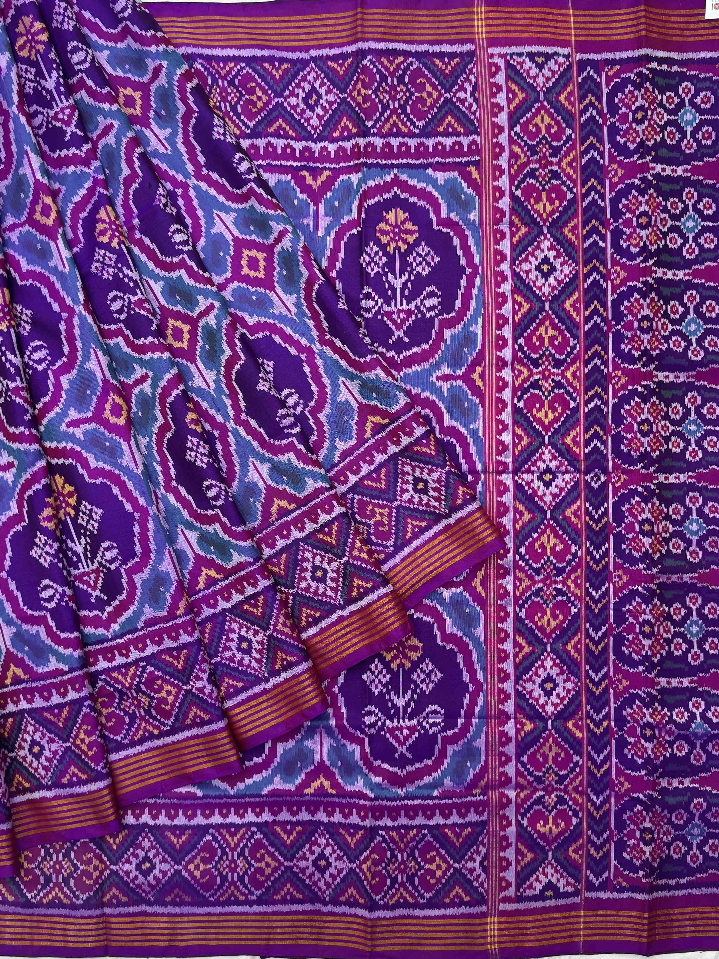 Purple magenta flower Single Ikat Patola