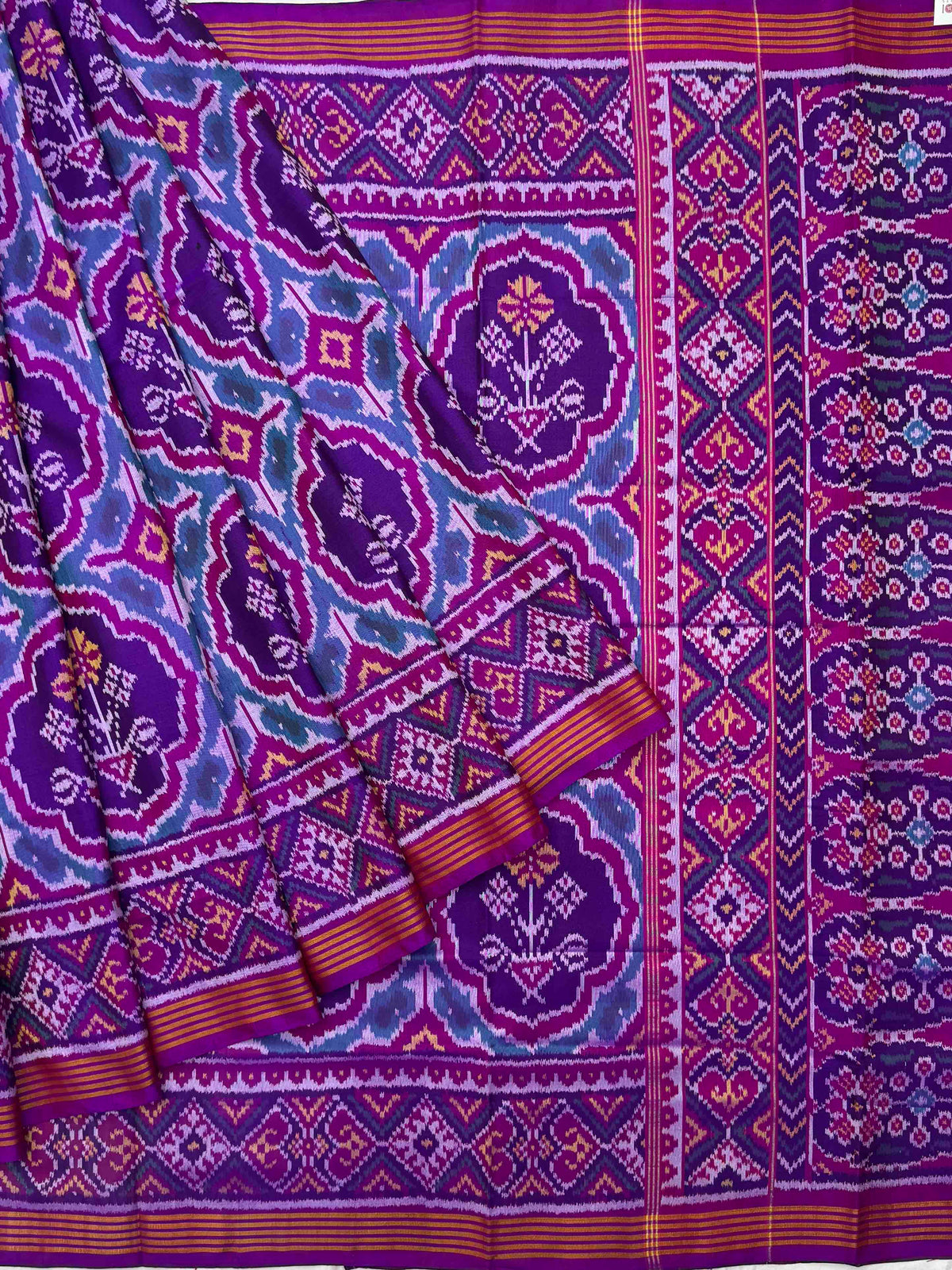 Purple magenta flower Single Ikat Patola