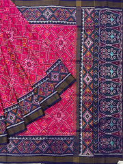 Purple & pink manekchawk Single ikat Patola