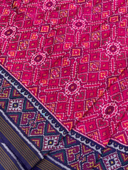 Purple & pink manekchawk Single ikat Patola