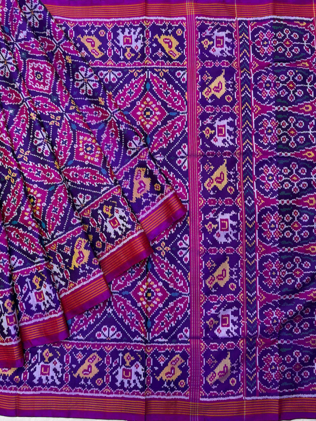 Magenta Purple Fulzar Single ikat Patola