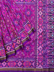 Purple pink navaratan single ikat Patola Saree