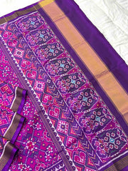 Purple pink navaratan single ikat Patola Saree