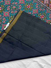 Black & Rama Blue Navaratan Single ikat Patola