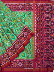 Pink & pista green Narikunj single Ikat Patola