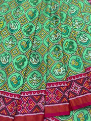 Pink & pista green Narikunj single Ikat Patola