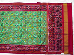 Pink & pista green Narikunj single Ikat Patola
