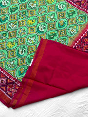 Pink & pista green Narikunj single Ikat Patola