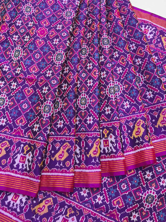 Magenta Pink vhora Gaji Single Ikat Patola