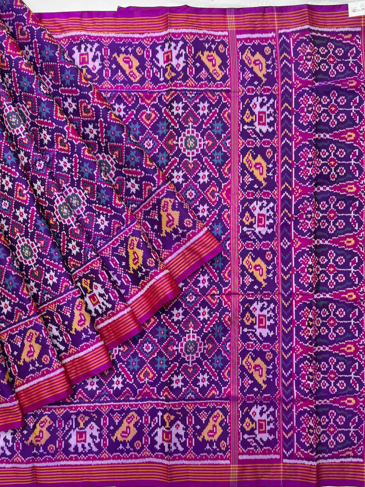 Magenta Pink vhora Gaji Single Ikat Patola