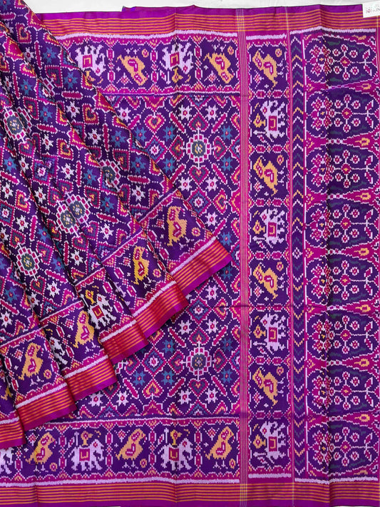 Magenta Pink vhora Gaji Single Ikat Patola