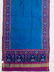 Magenta Peacock blue Plain single Ikat Patola Saree