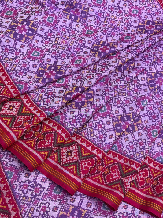 Pink & pastel purple navratan Patola Saree