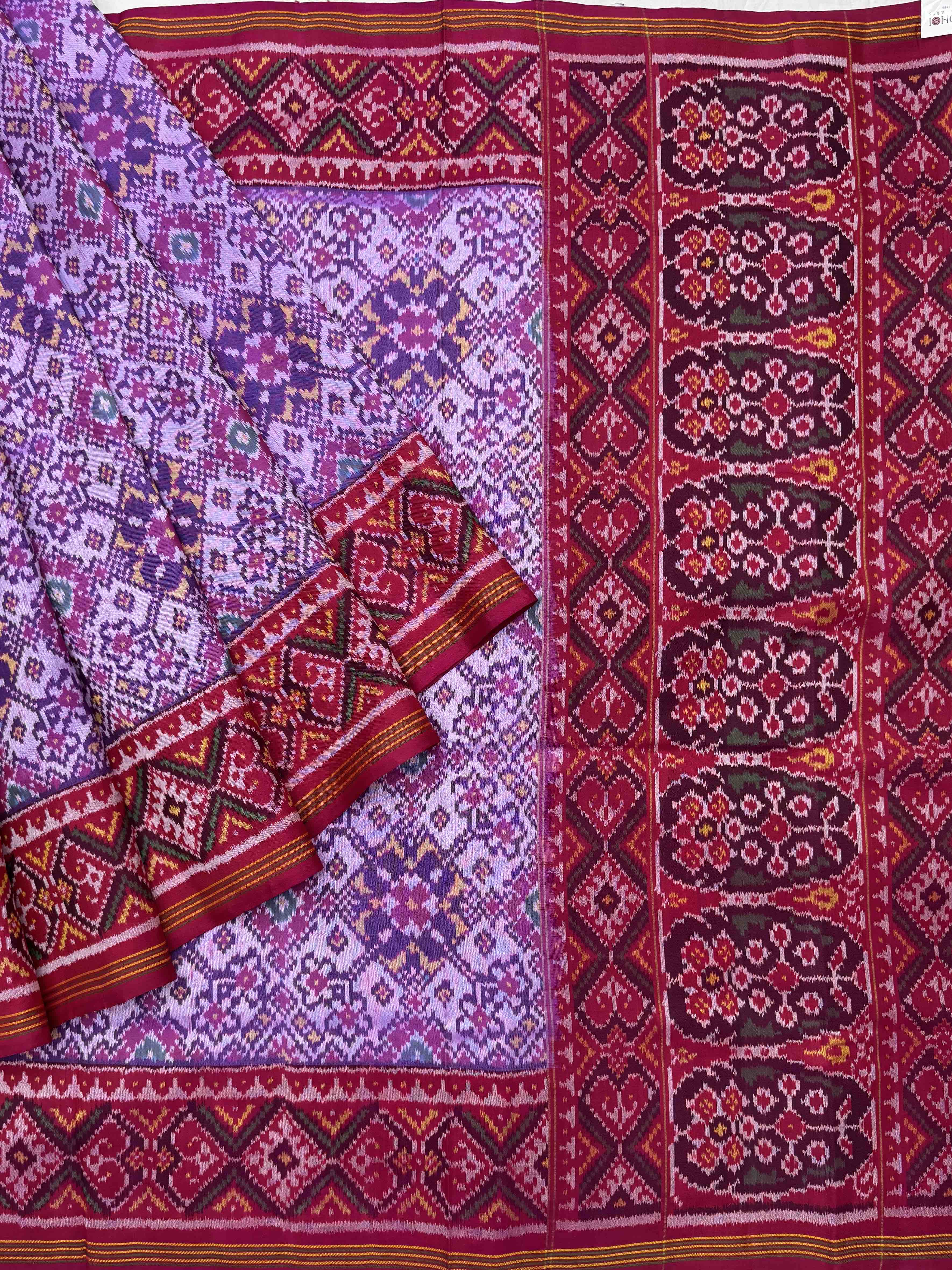 Pink & pastel purple navratan Patola Saree