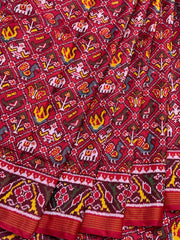 Red Narikunj Single Ikat Patola Saree