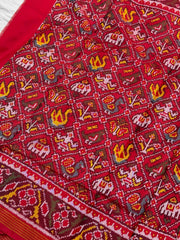 Red Narikunj Single Ikat Patola Saree