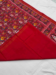 Red Narikunj Single Ikat Patola Saree