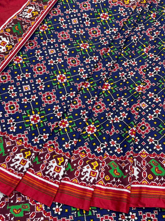 Maroon & Blue Navratan Patan Patola